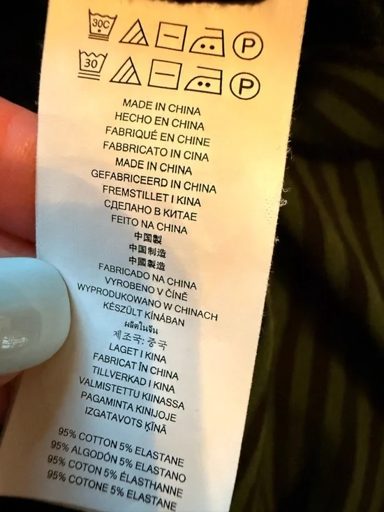 Michael Kors Navy and Green Striped Long-Sleeve Top with Gold Zippers-Size Large - Picture 9 of 9